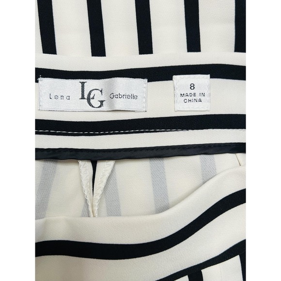 Lena Gabrielle Pants Womens 8 White Black Stripe Wide Leg Dress Work Career - Picture 2 of 9
